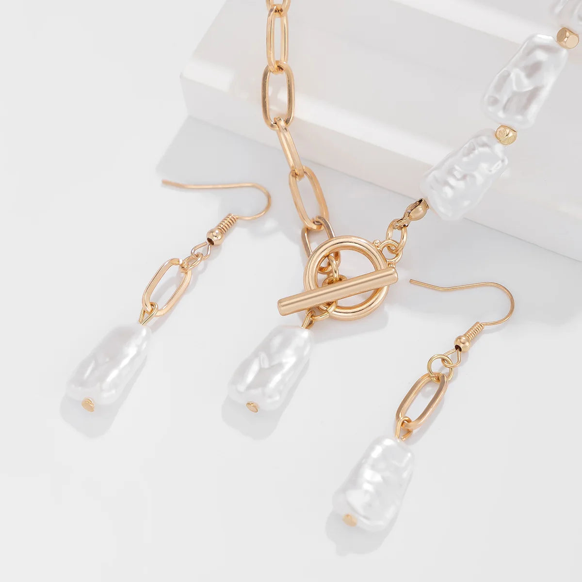 Boho Pearl Jewelry Set – Halskette, Ohrringe & Armband