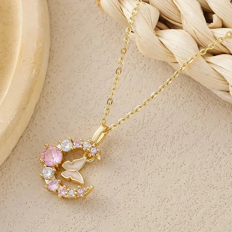 Veluna Mond & Schmetterling Halskette – Eleganter Damen Schmuck