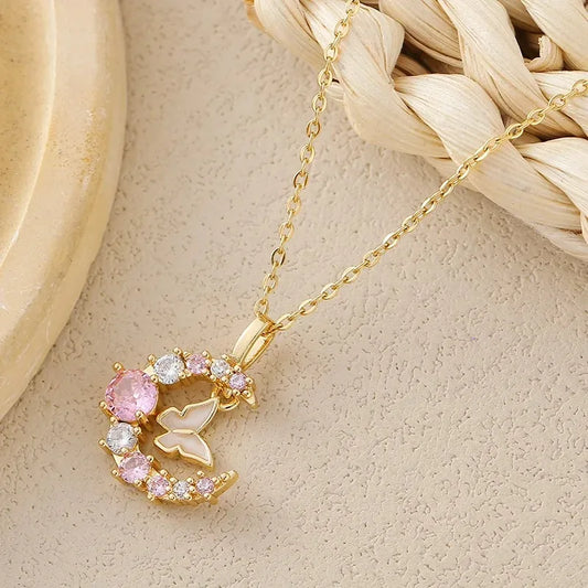 Veluna Mond & Schmetterling Halskette – Eleganter Damen Schmuck