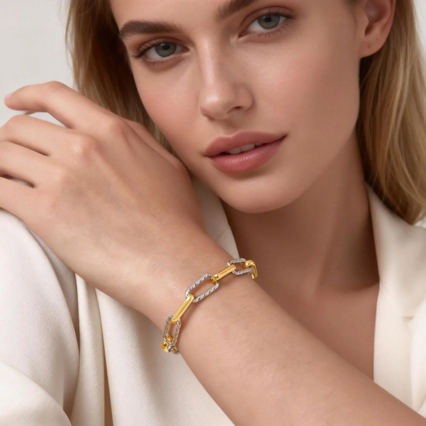 Veluna Gold & Silber Link Armband – Elegantes Damen Schmuckstück