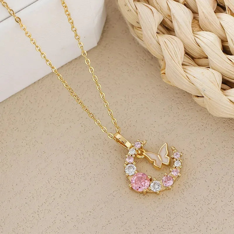 Veluna Mond & Schmetterling Halskette – Eleganter Damen Schmuck