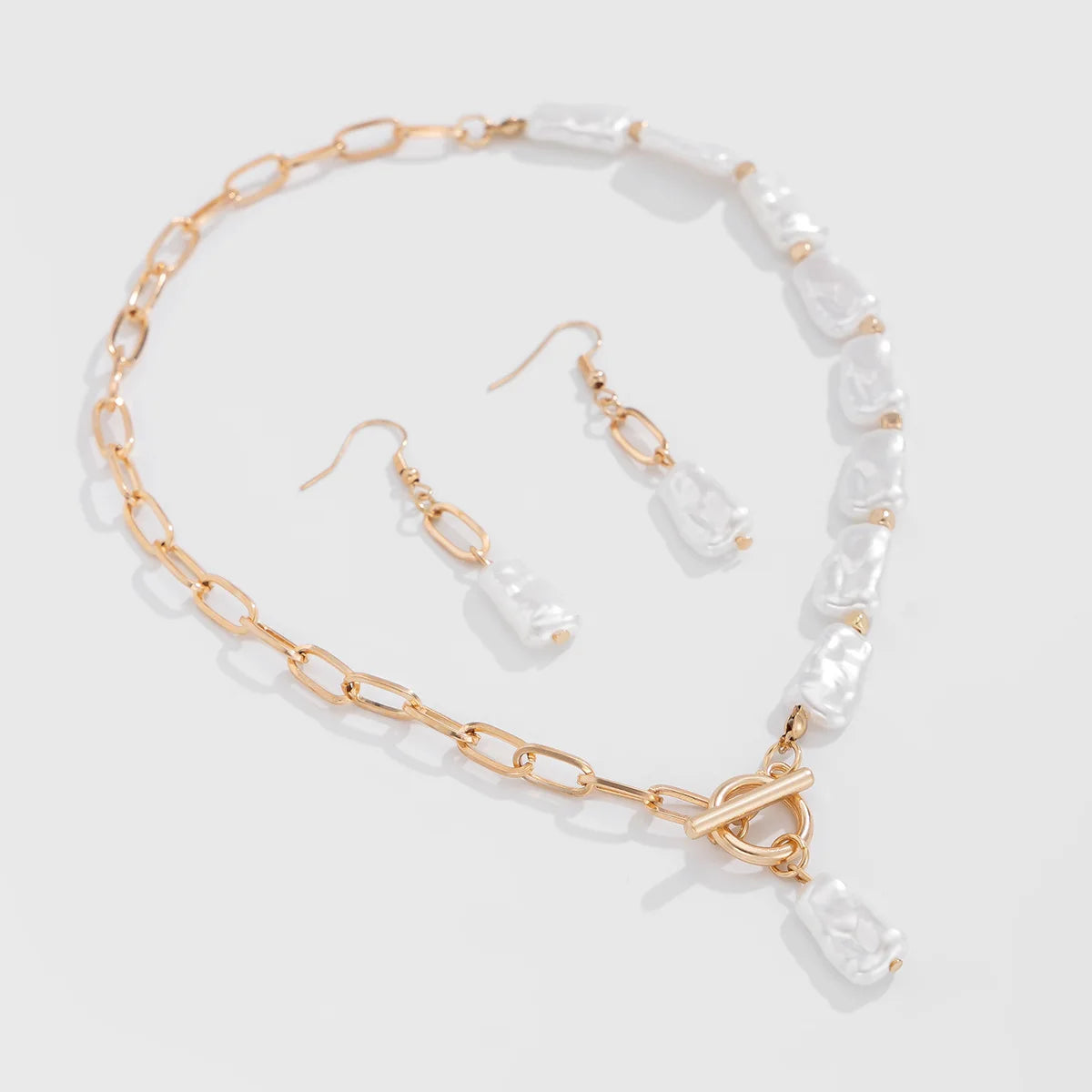 Boho Pearl Jewelry Set – Halskette, Ohrringe & Armband
