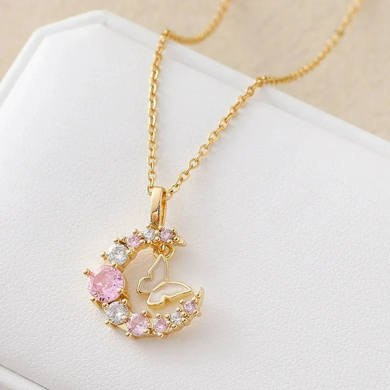 Veluna Mond & Schmetterling Halskette – Eleganter Damen Schmuck