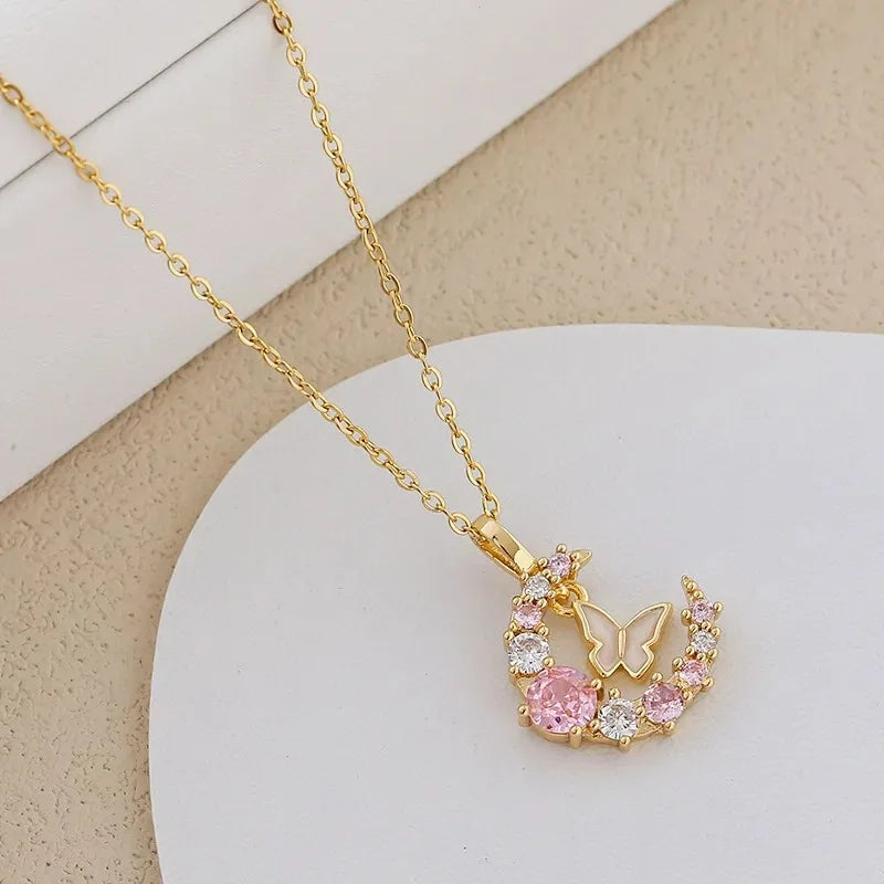 Veluna Mond & Schmetterling Halskette – Eleganter Damen Schmuck